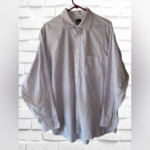 Arrow Men’s XL White w/Blue & Red Checkers Long Sleeved Business Casual Shirt